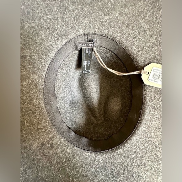 ‼️RARE‼️?ALL SAINTS??NWT?Long Brim Fedora w/ Logo Rivet in Cinder Black Marl main image 7